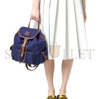 MIU MIU CANVAS AND LEATHER BACKPACK 5BZ042 (29.5*25*12.5cm) MIU MIU CANVAS AND LEATHER BACKPACK 5BZ042 (29.5*25*12.5cm)